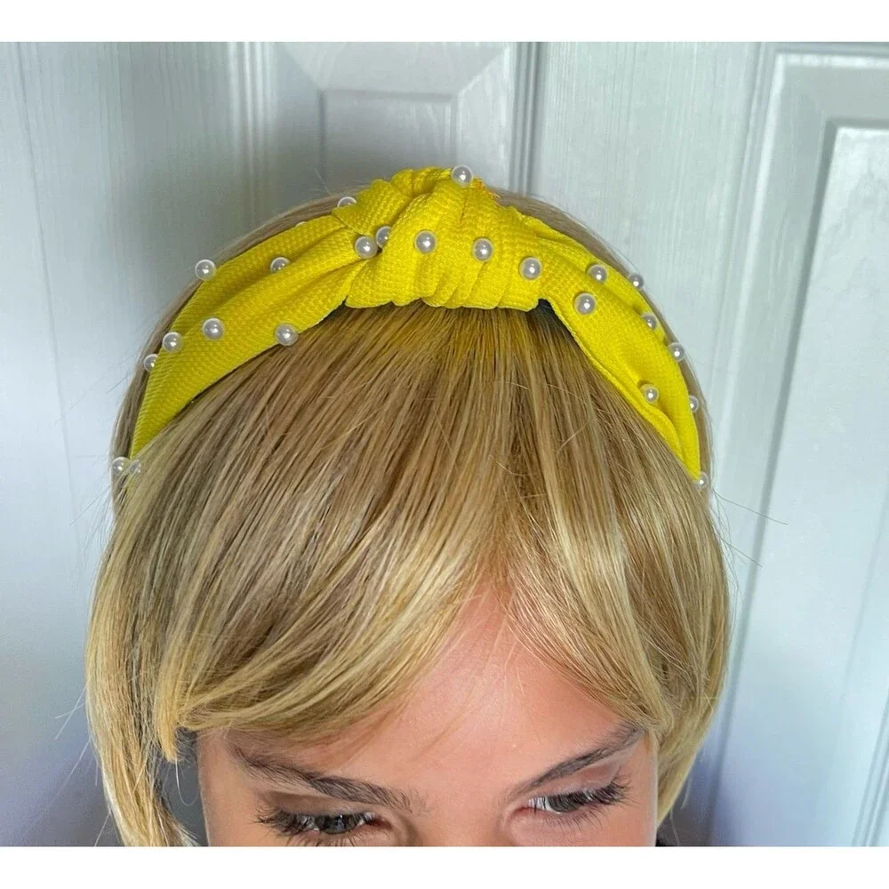 New Women Headband Hair Accessories Solid Pearls Center Knot
